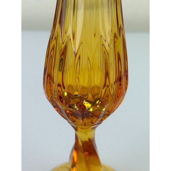 Fenton Colonial Vintage Amber Glass Art Swung Vase Thumbprint Base 12" Boho - Picture 15 of 15